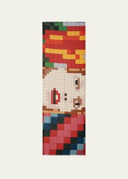 Drei Teile-Print Frayed Scarf