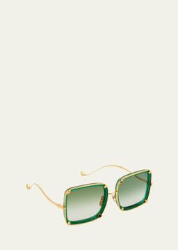 White Moon Square Acetate & Stainless Steel Sunglasses