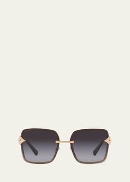 Oversized Embellished Square Metal Sunglasses