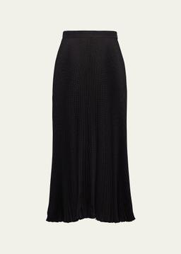 Crepe De Chine Pleated Midi Skirt