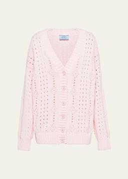 Cotton Open-Knit Pointelle Cardigan