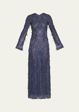 Embroidered Column Gown