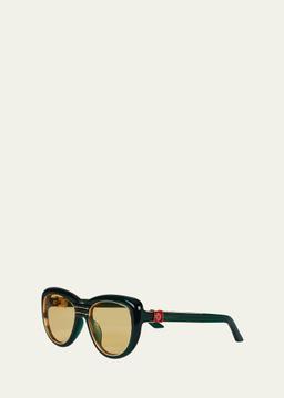 Mixed-Media Monogram Cat-Eye Sunglasses