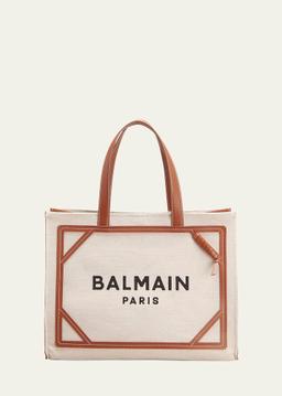 B Army Medium Shopper Tote Bag in Canvas with Leather Handles