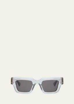 Acetate Rectangle Sunglasses With Hardware Accents