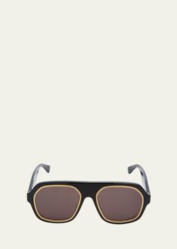 Two-Tone Acetate Aviator Sunglasses