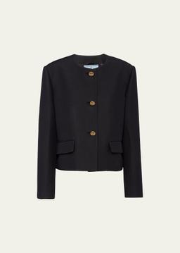 Round-Neck Wool-Silk Jacket