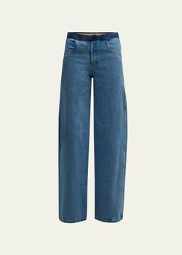 Deconstructed Denim Straight-Leg Jeans