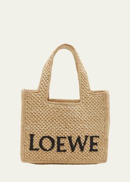 x Paula’s Ibiza Font Logo Small Tote Bag in Raffia