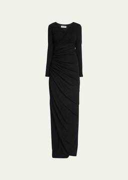Bello Ruched Jersey Column Gown