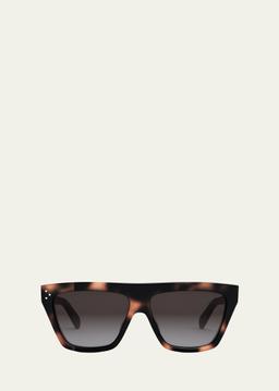 Logo Flat-Top Square Acetate Sunglasses