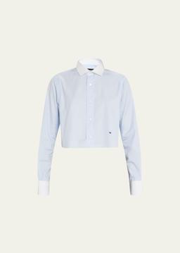Cropped Shirt with Contrast Collar