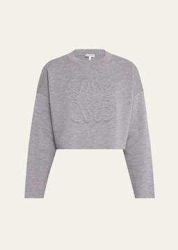 Short Wool Sweater with Anagram Detail