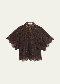 Large Floral Lace Collared Shirt