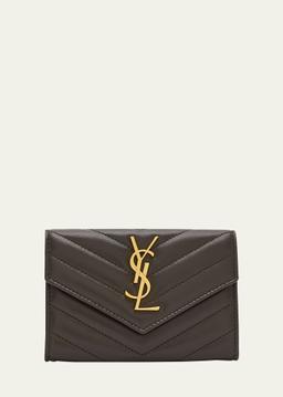 YSL Monogram Small Flap Wallet in Smooth Leather