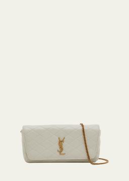 Gaby Phone Holder YSL Crossbody Bag in Quilted Smooth Leather