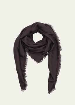 Grand Carre Jacquard Silk-Wool Scarf