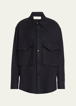 Oversized Button Down Wool Cashmere Top