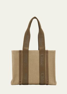 Woody Medium Tote Bag with Logo Webbing in Canvas