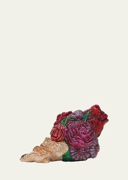 Corsage Roses Clutch Bag with Chain Strap