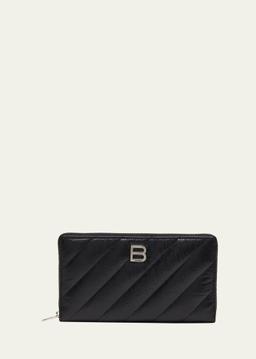 Crush Zip Quilted Continental Wallet