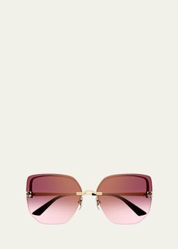 Panther Rimless Metal Alloy Butterfly Sunglasses