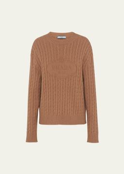 Embossed Logo Cable Cashmere Sweater