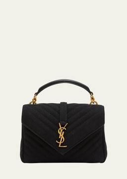 College Medium Flap YSL Shoulder Bag in Quilted Tweed