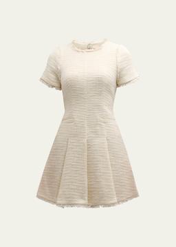 Nova Cotton Boucle Pleated Mini Dress
