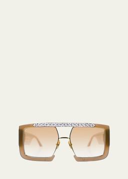 Le Swag Mixed-Media Square Sunglasses