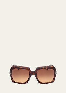Beveled Acetate & Metal Square Sunglasses