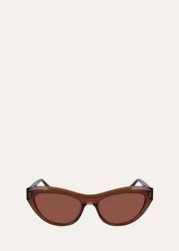 Sleek Logo Acetate Cat-Eye Sunglasses