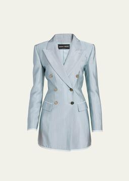 Textured Viscose Double-Breasted Blazer