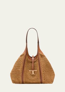 Medium Raffia T Timeless Tote Shopping Bag