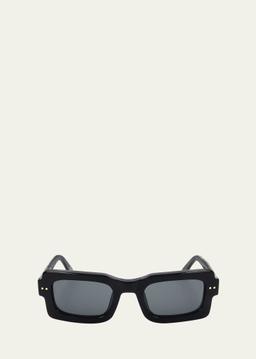 Logo Acetate Rectangle Sunglasses