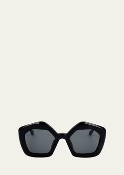 Logo Acetate Butterfly Sunglasses
