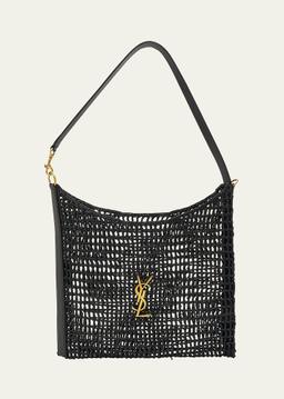 Oxalis YSL Monogram Shoulder Bag in Raffia with Bronze Hardware