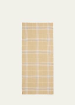 Yellow Lightweight Check Wool Scarf