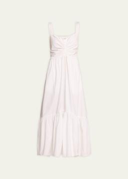 Lilah II Ruched Cotton A-Line Midi Dress