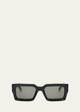 Bold 3 Dots Beveled Acetate Rectangle Sunglasses