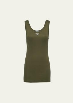 Metal Logo Ribbed Jersey Tank Top