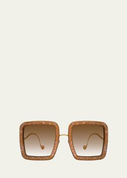 Beaming Sky Crystal & Stainless Steel Square Sunglasses