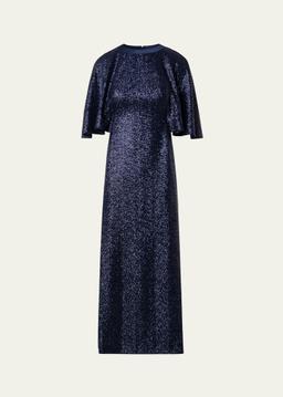 Sequin Jersey Cape Dress