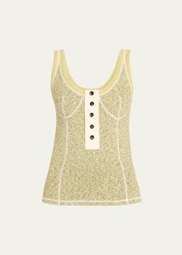 Knotted Mouline Cotton Jersey Tank Top