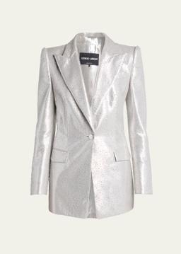Crystal One-Button Silk Blazer