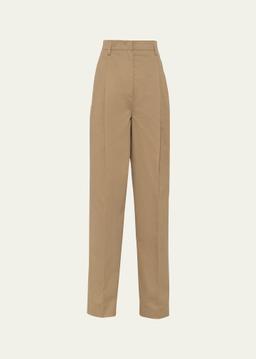 Pintuck Straight Leg Cotton Pants