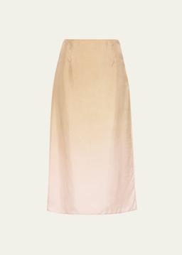 Gradient Twill Midi Skirt