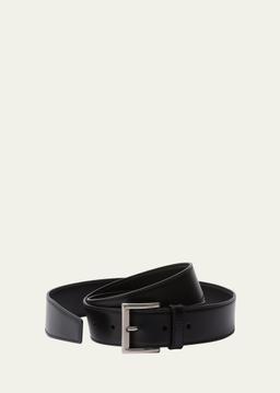 Metal Buckle Calf Leather Belt