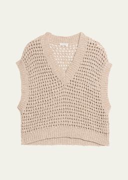 Silk Linen Diamond Net Knit Sweater