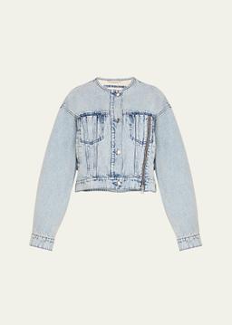 Collarless Denim Jacket